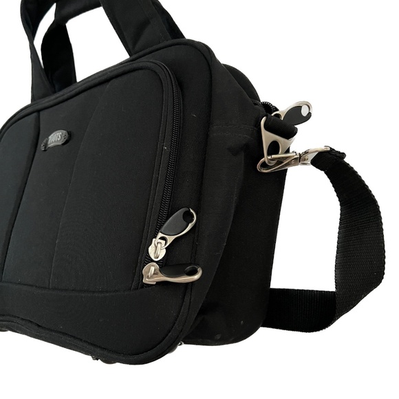 Roots Travel Bag Under Seat w. Roller Strap Shoulder Strap & Top Handles Black - Picture 3 of 7